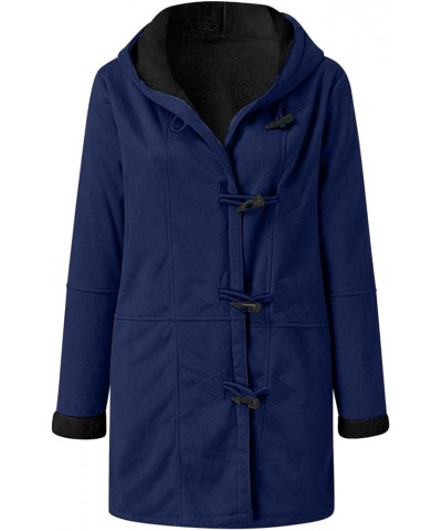 Plus Size Winter Coats For Women Warm Sherpa Fleece Lined Jackets Comfy Hooded Parka Faux Suede Pea Coat Outerwear 04-blue $1...