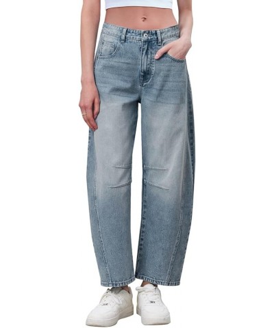 Wide Leg Barrel Jeans for Women,Women's Baggy Boyfriend Jeans Vintage Mid Rise Barrel Denim Ankle Pants with Pockets Z2-light...