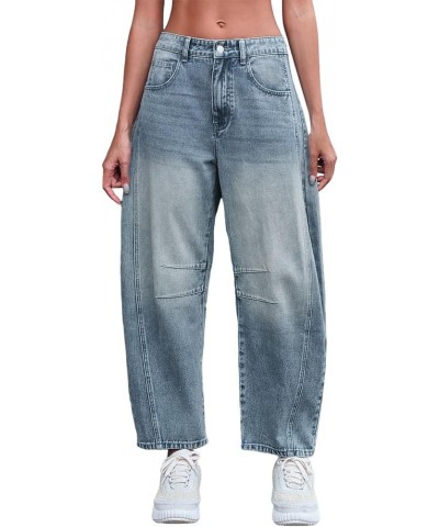 Wide Leg Barrel Jeans for Women,Women's Baggy Boyfriend Jeans Vintage Mid Rise Barrel Denim Ankle Pants with Pockets Z2-light...