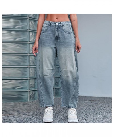 Wide Leg Barrel Jeans for Women,Women's Baggy Boyfriend Jeans Vintage Mid Rise Barrel Denim Ankle Pants with Pockets Z2-light...