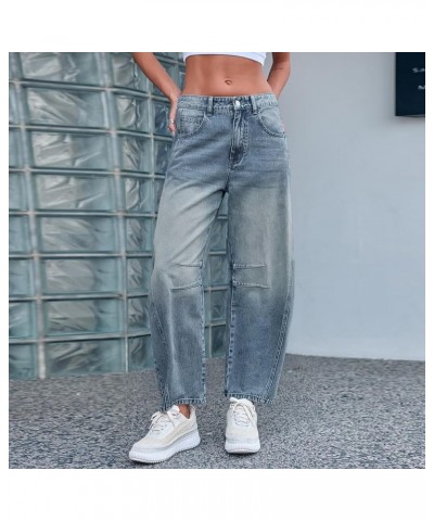 Wide Leg Barrel Jeans for Women,Women's Baggy Boyfriend Jeans Vintage Mid Rise Barrel Denim Ankle Pants with Pockets Z2-light...