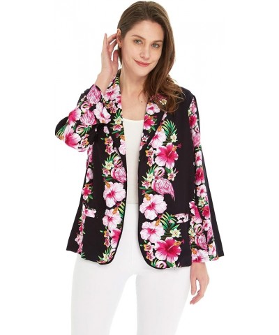 Matchable Family Hawaiian Luau Men Women Girl Boy Clothes in Pink Hibiscus Vine Black Women Women Ligth Jacket $11.60 Dresses