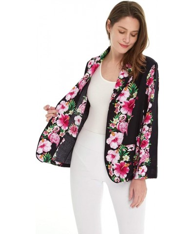 Matchable Family Hawaiian Luau Men Women Girl Boy Clothes in Pink Hibiscus Vine Black Women Women Ligth Jacket $11.60 Dresses