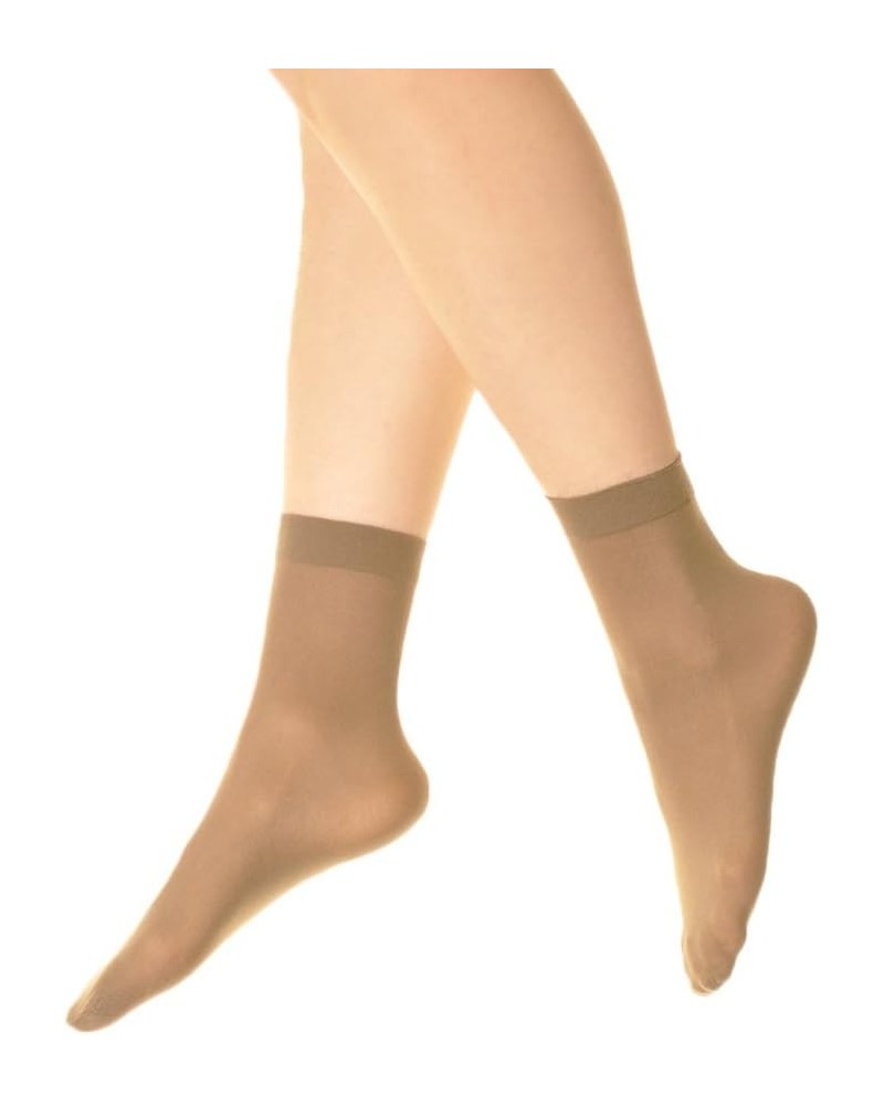 Nylon Ankle Hosiery 40D Sheer (6-Pairs) 6-pairs Dark Beige $8.09 Socks