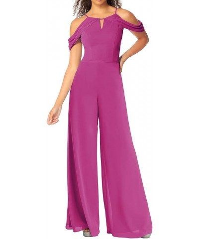 Jumpsuit Bridesmaid Pantsuit Chiffon Wedding Guest Dresses for Women Evening Gowns Bridesmaid Dress Long Pants Suits Fuchsia ...