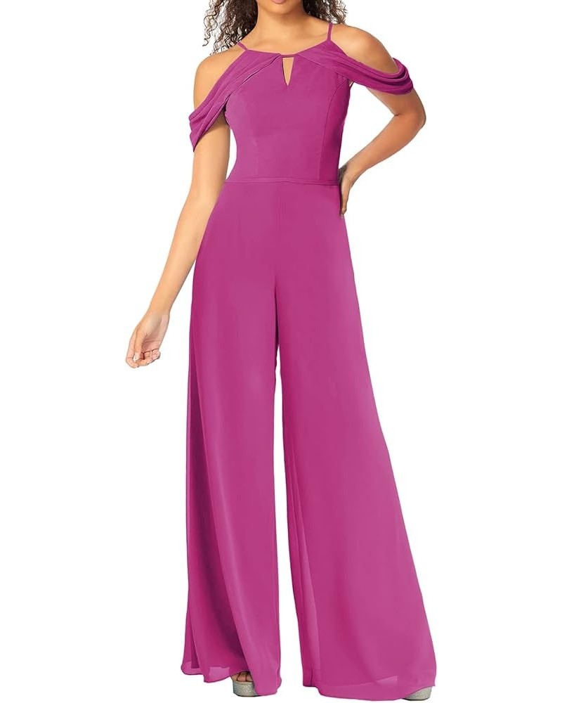 Jumpsuit Bridesmaid Pantsuit Chiffon Wedding Guest Dresses for Women Evening Gowns Bridesmaid Dress Long Pants Suits Fuchsia ...