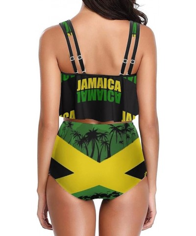 Bikini Sets Jamaica Flag Women's Swimwear Cute Bathing Suit Ruched High Cut Swimsuit Summer M Medium Style-15 $15.60 Swimsuits