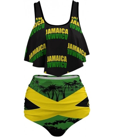 Bikini Sets Jamaica Flag Women's Swimwear Cute Bathing Suit Ruched High Cut Swimsuit Summer M Medium Style-15 $15.60 Swimsuits