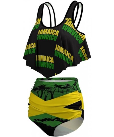 Bikini Sets Jamaica Flag Women's Swimwear Cute Bathing Suit Ruched High Cut Swimsuit Summer M Medium Style-15 $15.60 Swimsuits