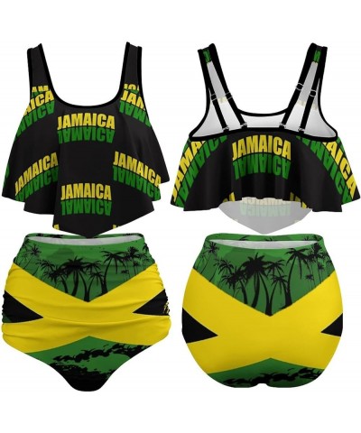 Bikini Sets Jamaica Flag Women's Swimwear Cute Bathing Suit Ruched High Cut Swimsuit Summer M Medium Style-15 $15.60 Swimsuits