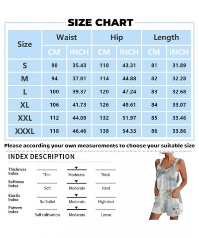 Women's Summer Casual Sleeveless Printed Rompers Loose Spaghetti Strap Shorts Overalls Jumpsuit with Pockets 02-blue $7.99 Ov...