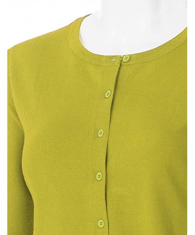 Women's Long Sleeve Button Down Crew Neck Soft Knit Cardigan Sweater Jcd001_lime $18.75 Sweaters