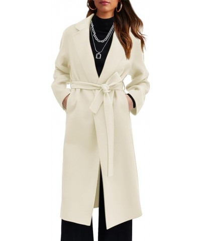 Womens Winter Peacoat Notch Lapel Collar Wool Blend Coat Long Pea Trench Coats Casual Oversized Jacket Outwear 07 Beige $26.0...