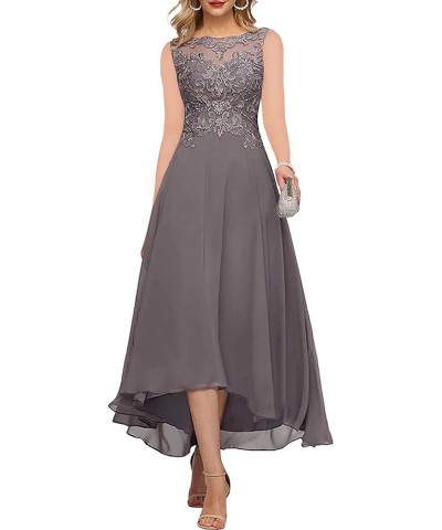 Women's Mother of The Bride Dresses Sleeveless High Low A-line Lace Applique Chiffon Formal Evening Gowns Grape $34.78 Dresses