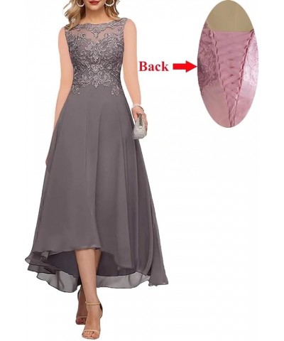 Women's Mother of The Bride Dresses Sleeveless High Low A-line Lace Applique Chiffon Formal Evening Gowns Grape $34.78 Dresses