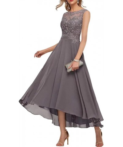 Women's Mother of The Bride Dresses Sleeveless High Low A-line Lace Applique Chiffon Formal Evening Gowns Grape $34.78 Dresses