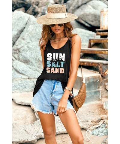 Women's Sleeveless Swimwear Coverups T-Shirt Beach Dress Tank Bikini Cover Up with Print A-black-coconut Palm $12.99 Swimsuits