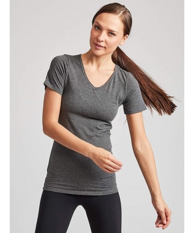 Women's 4-Pack V-Neck T-Shirt Base Layer Black/Greys $23.52 T-Shirts