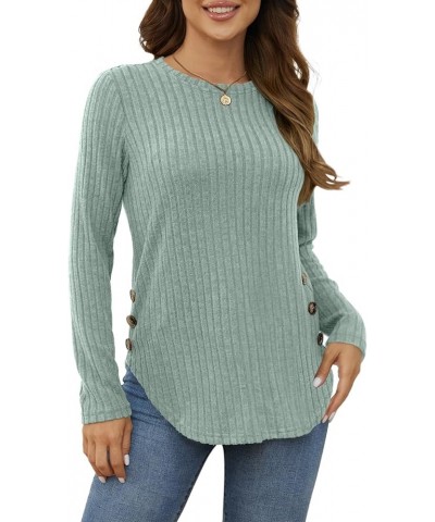 Women's Long Sleeve Fall Sweaters Lightweight Casual Crewneck Tunic Tops Light Green $17.99 Hoodies & Sweatshirts