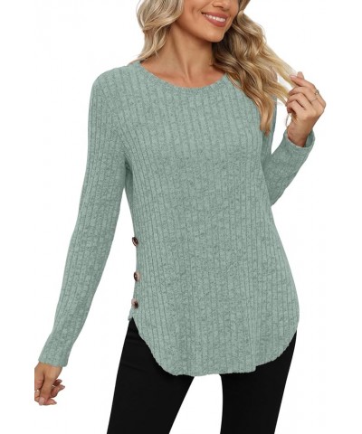 Women's Long Sleeve Fall Sweaters Lightweight Casual Crewneck Tunic Tops Light Green $17.99 Hoodies & Sweatshirts