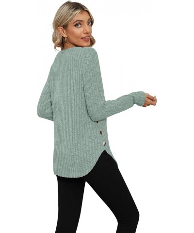 Women's Long Sleeve Fall Sweaters Lightweight Casual Crewneck Tunic Tops Light Green $17.99 Hoodies & Sweatshirts