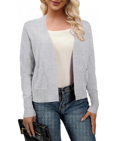 Women’s Long Sleeve Cardigan Knit Sweaters Bolero Open Front Short Shrugs Cropped Cardigan with Pocket 4-light Grey $17.10 Sw...