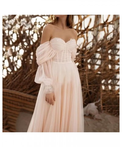 Women's Tulle Long Prom Dress Puffy Sleeve 2023 Off Shoulder Sweetheart Vintage Evening Party Gowns Peacock $32.40 Dresses