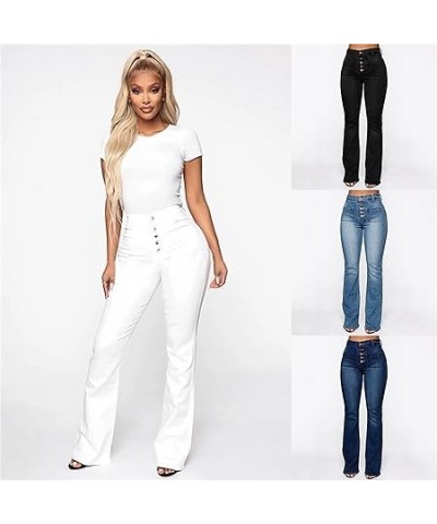 2023 Women's Skinny Jeans with Buttons Solid Color Casual Stretchy High Waisted Jeans Colombian Design Butt Lift Pants (Mediu...