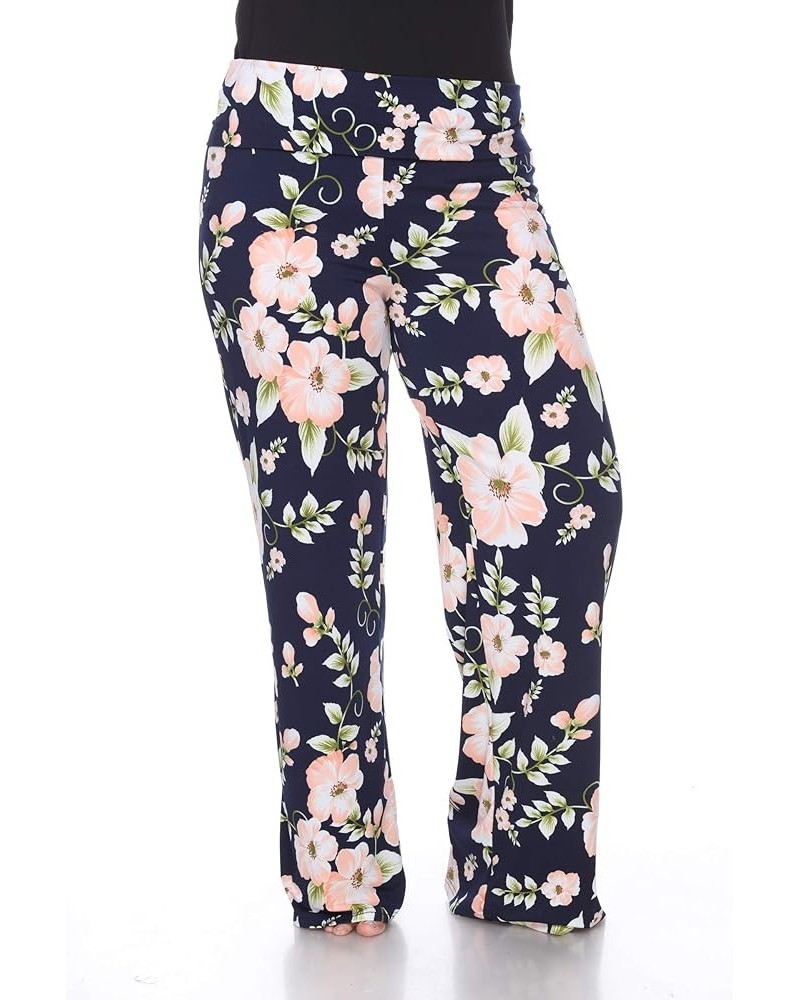 Women's Wide Leg Palazzo Pants Printed Peach Flower $17.99 Pants