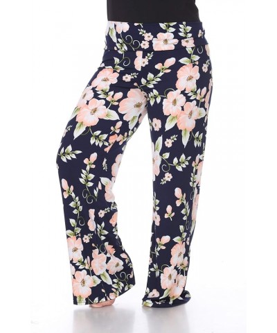 Women's Wide Leg Palazzo Pants Printed Peach Flower $17.99 Pants