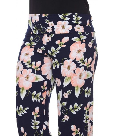 Women's Wide Leg Palazzo Pants Printed Peach Flower $17.99 Pants