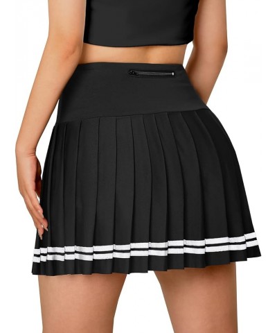 Women Pleated Tennis Skirt with Pockets Girls High Waisted Athletic Golf Skorts, 2 Years - US 4XL 1 Quick Dry Stripe-black $7...