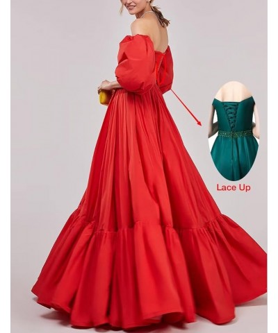 Puffy Sleeves Prom Dresses Long Ball Gown Off Shoulder Evening Gowns for Women Formal Wedding Dresses for Bride Blue $36.08 D...