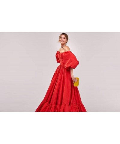 Puffy Sleeves Prom Dresses Long Ball Gown Off Shoulder Evening Gowns for Women Formal Wedding Dresses for Bride Blue $36.08 D...