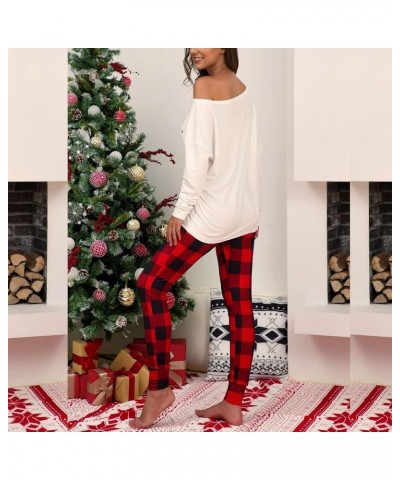 Christmas Pajamas for Women Letter Plaid Print Xmas Matching Long Sleeve Ladies Pajamas Women's Lingerie, Sleep & Lounge Whit...