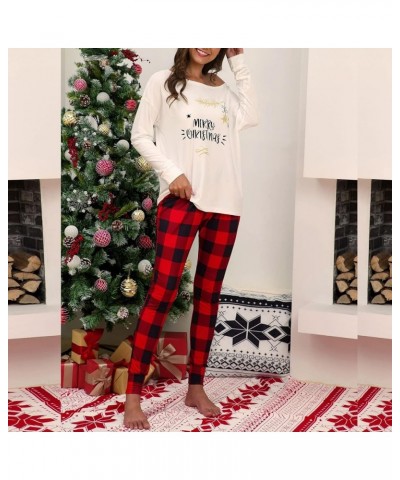 Christmas Pajamas for Women Letter Plaid Print Xmas Matching Long Sleeve Ladies Pajamas Women's Lingerie, Sleep & Lounge Whit...