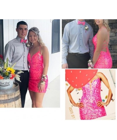 Short Sequin Homecoming Dresses for Teens V Neck Cocktail Dress Spaghetti Strap Formal Dress SY504 Z-purple $31.34 Dresses