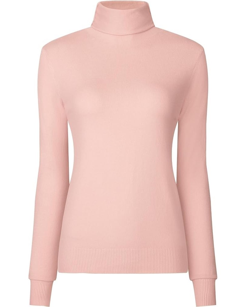 Women's Pullover Sweater Top Long Sleeve Turtleneck Knit Tops Pink $11.00 Sweaters