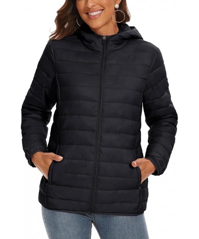 Women's Water Resistant Lightweight Puffer Hoodie Jacket Winter Casual Coats Navy $26.39 Jackets