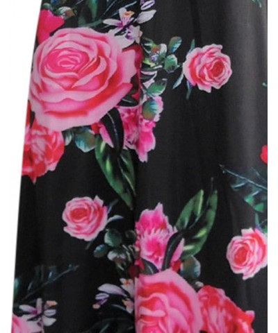 Womens V Neck 3/4 Sleeve Digital Floral Print Casual Party Long Maxi Dress with Belt Hot Pink & 03 $9.03 Activewear