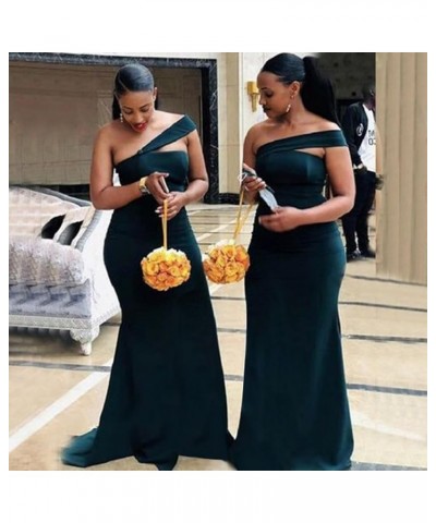 One Shoulder Mermaid Bridesmaid Dresses Satin Prom Dress Long Bodycon Formal Wedding Dress for Women Olive $36.52 Dresses