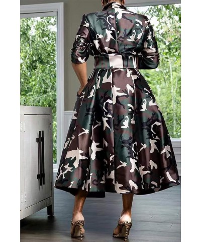 Women's Camo Blazer Jacket Lapel Long Sleeve Button Down Trench Coat Camouflage Overcoat Outwear Camo $14.52 Coats