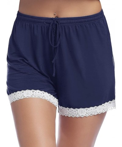 Pajama Shorts Soft Drawstring Pj/Lounge/Sleep/Boxes Shorts for Women Comfy Shorts Stretchy Navy Blue $8.82 Sleep & Lounge