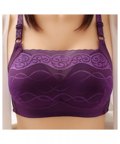 Womens Bras Full Coverage Non Padded Wirefree Plus Size Minimizer Bra Everyday Comfort Soft Bras Underwear 3/4 Cup 1-purple $...