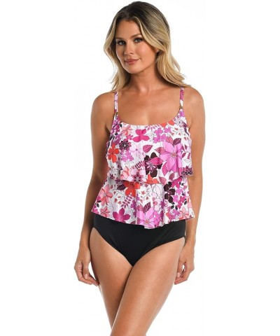 2-Tiered Ruffle Tankini Swimsuit Top Multi//Tropic Blooms $30.43 Swimsuits