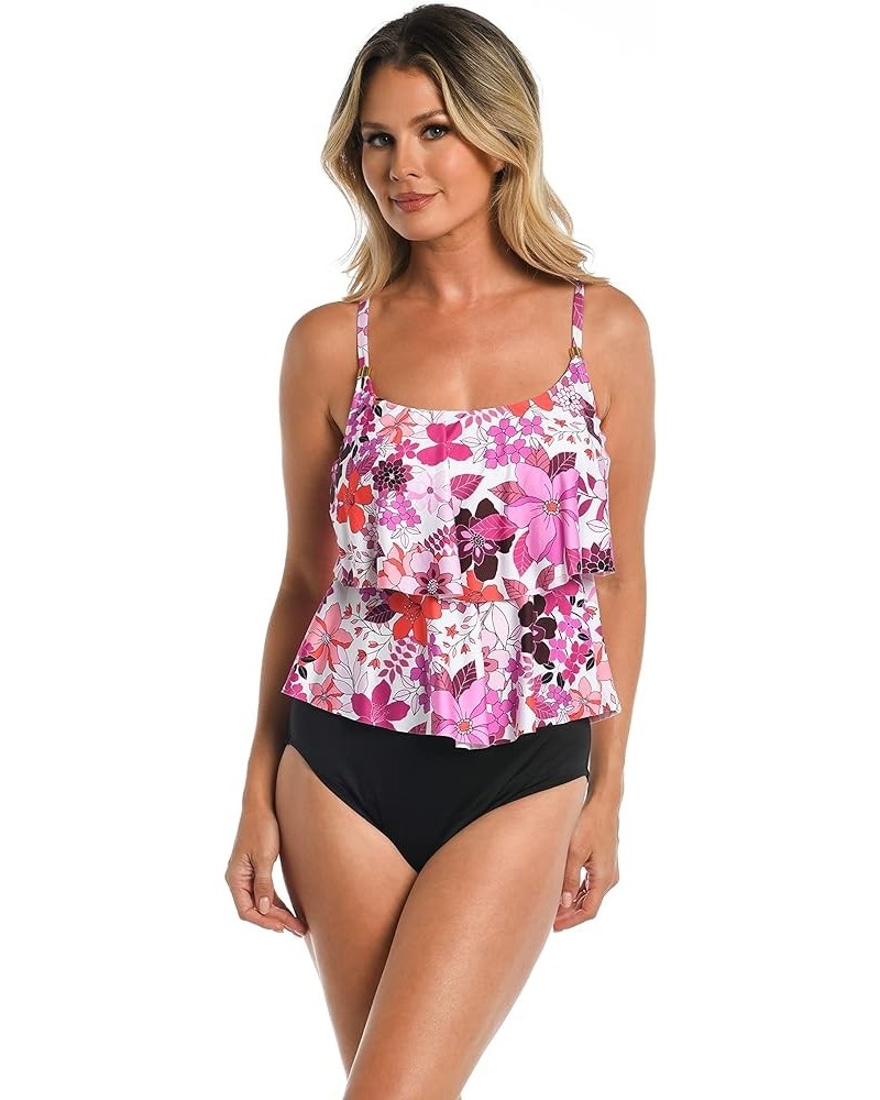 2-Tiered Ruffle Tankini Swimsuit Top Multi//Tropic Blooms $30.43 Swimsuits