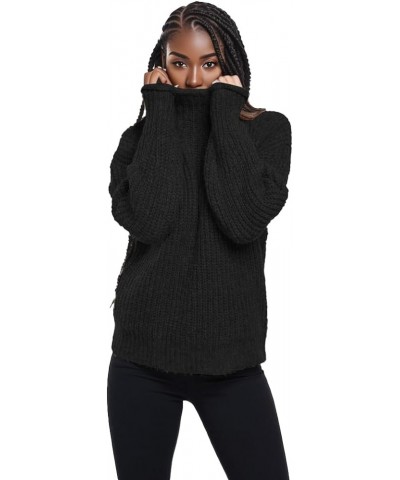 Women's Pullover Sweaters Long Sleeve Turtleneck Sweater Casual Oversized Knitted Tops 2023 Fall Winter Clothes Black $12.60 ...