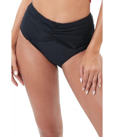 Women's High Waisted Bikini Bottoms Ruched Swim Briefs Full Coverage Swimsuit Bottoms Black-2 $13.33 Swimsuits