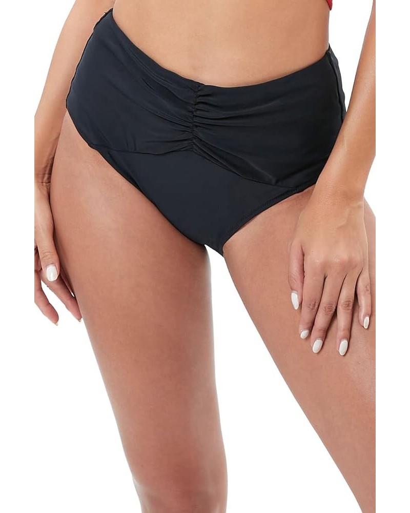 Women's High Waisted Bikini Bottoms Ruched Swim Briefs Full Coverage Swimsuit Bottoms Black-2 $13.33 Swimsuits