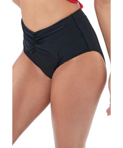 Women's High Waisted Bikini Bottoms Ruched Swim Briefs Full Coverage Swimsuit Bottoms Black-2 $13.33 Swimsuits